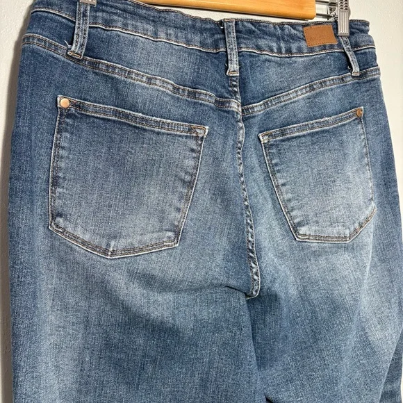 JUDY BLUE | Women Vintage Wash Blue High Waist Wide Leg Crop Denim Jean size 14W - Picture 12 of 15